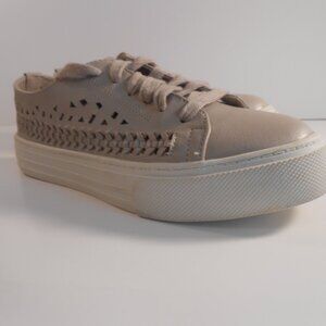 Brash Perforated Sneaker Tan with Cut Out Faux Leather Size 6.5